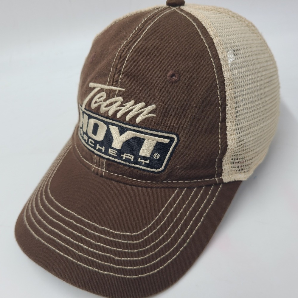 Hoyt Archery Hat Snapback Trucker Mesh Brown Beige Team Hunting Outdoor Logo Men